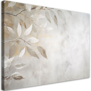 Leinwandbild, Boho-Zweige beige Blätter Beton