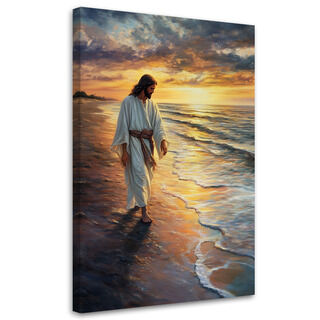 Leinwandbild, Jesus Christus geht auf dem Wasser