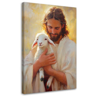 Leinwandbild, Jesus mit Lamm