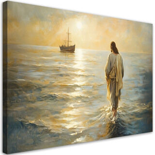 Leinwandbild, Jesus geht auf dem Wasser
