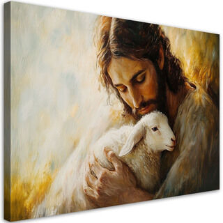 Leinwandbild, Jesus Christus mit Lamm