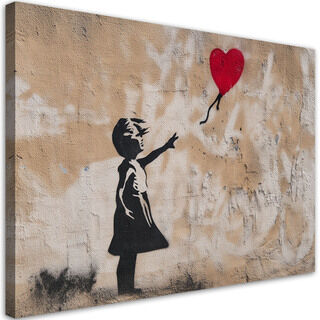 Leinwandbild, Banksy Mädchen mit Ballon Beige