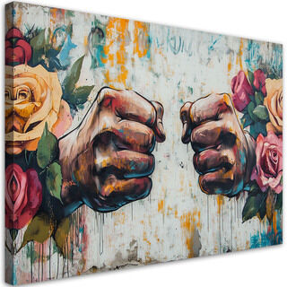 Leinwandbild, Graffiti Faust Blumen Street Art