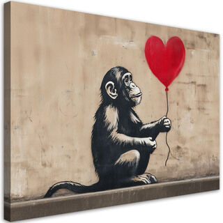 Leinwandbild, Affe mit Ballon Banksy Street Art