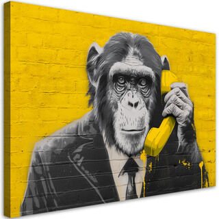 Leinwandbild, Affe Pop Art Gelb