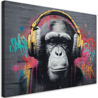 Leinwandbild, Affe DJ Musik Street Art