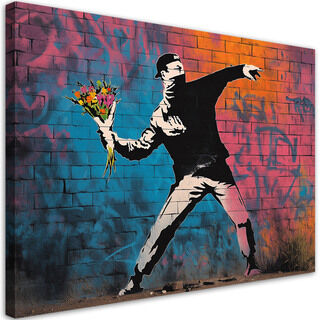 Leinwandbild, Banksy „Flower Thrower“