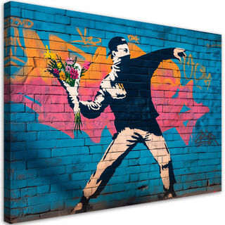 Leinwandbild, Banksy ‚Flower Thrower‘ Street Art