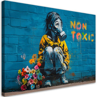 Leinwandbild, Mädchen mit Blumen Street Art