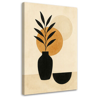 Leinwandbilder, Vase Blätter Minimalismus Beige Ghana
