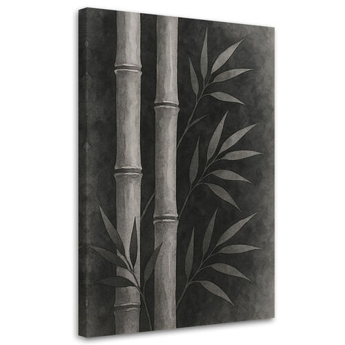 Wandbild modern, Bambus Blätter Schwarz Minimalismus