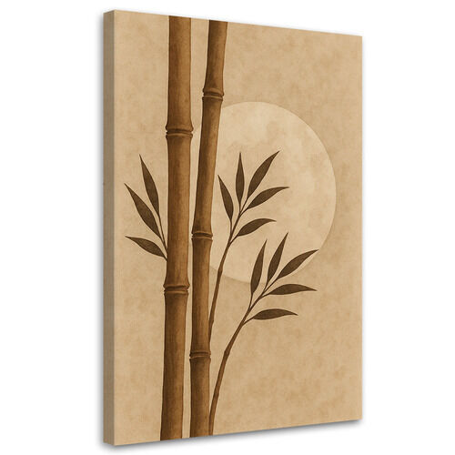 Leinwandbilder, Mohnblumen Bambus Aquarell Braun Natur