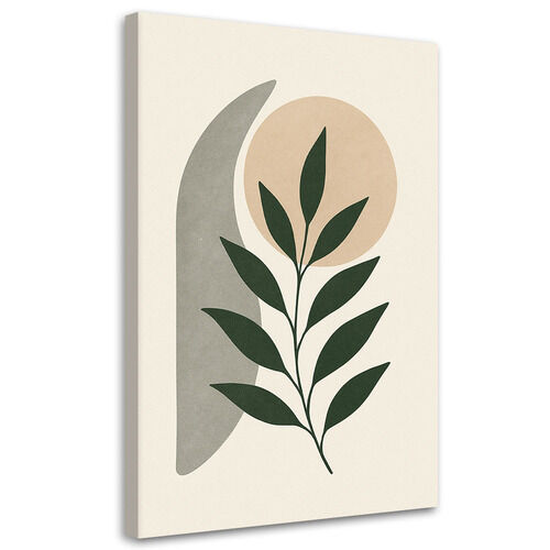 Bilder Wohnzimmer, Blätter Zweig Minimalismus Beige Grün