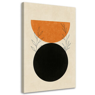 Leinwandbild Japandi, Blätter Minimalismus Schwarz Orange