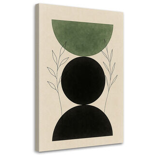 Leinwandbild Japandi, Figur Geometrische Pflanzen Minimalismus Grün