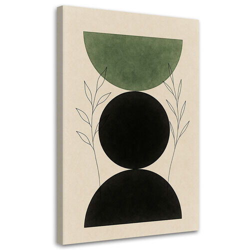 Leinwandbild Japandi, Figur Geometrische Pflanzen Minimalismus Grün