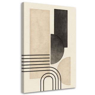 Leinwandbild Japandi, Geometrische Abstraktion Beige Linie Blatt