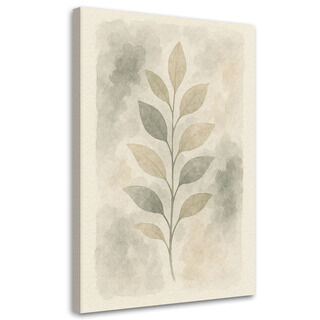 Leinwandbild Japandi, Botanische Blätter Aquarell Beige Minimalismus