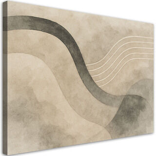 Bild auf Leinwand, Abstraktion Minimalismus Beige Wellen