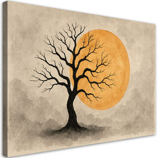 Bild, Baum Aquarell Mond Minimalismus