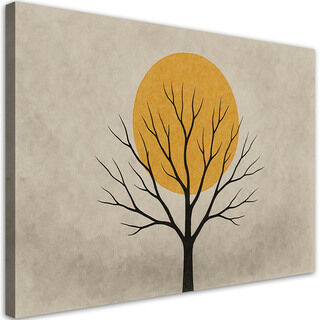 Bild für das Wohnzimmer oder Schlafzimmer, Baum Sonne Minimalismus Beige