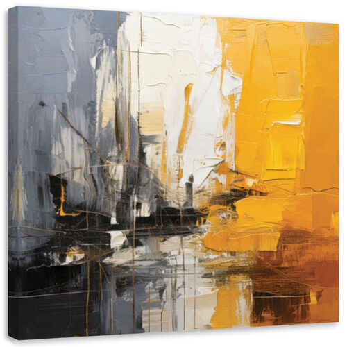 Wandbild für das Wohnzimmer, Abstraktion Impasto Gelb