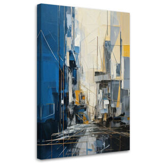Leinwandbild, Stadt Abstraktion Blau