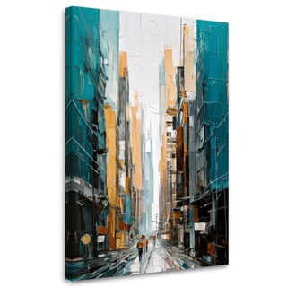 Leinwandbild, Stadt Straße Aquarell