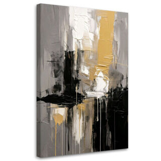 Bilder Wohnzimmer, Abstraktion Modern Grau Gold Black Paint