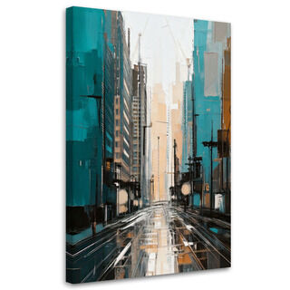 Wandbild modern, Stadt Straße Türkis