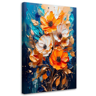 Wandbild modern, Blumen Aquarell Orange