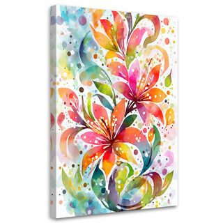 Bilder Wohnzimmer, Blumen Lilien Aquarell Bunt Natur