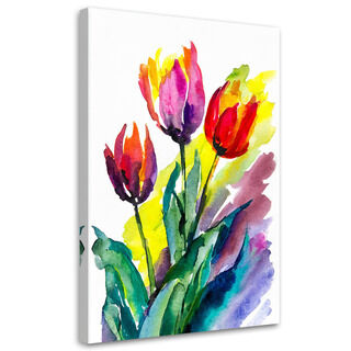 Bild für das Wohnzimmer, Tulpen Aquarell Bunt Natur