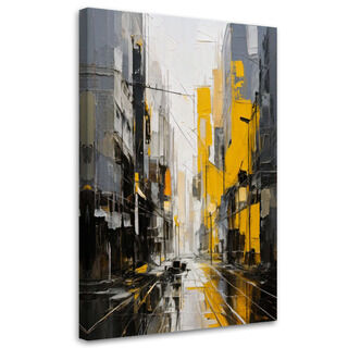 Leinwandbilder, Stadt Straße Aquarell Gelb Grau
