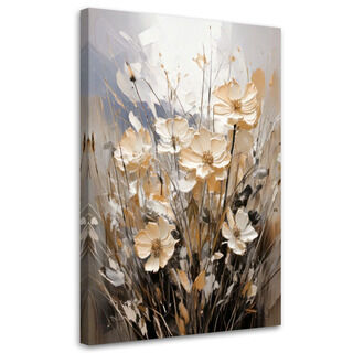 Leinwandbild, Blumen Aquarell Beige