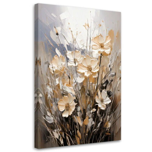 Leinwandbild, Blumen Aquarell Beige