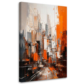 Wandbild modern, Stadt Abstraktion Orange