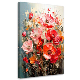 Wandbild modern, Blumen Mohnblumen Impasto