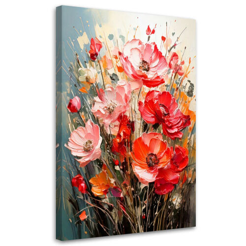 Wandbild modern, Blumen Mohnblumen Impasto