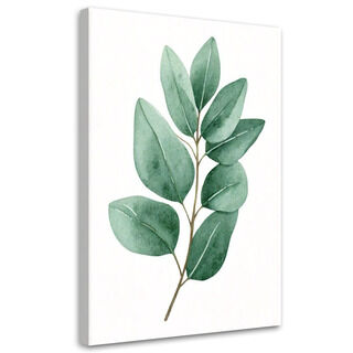 Bilder Wohnzimmer, Zweig Blätter Aquarell Grün Minimalismus