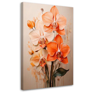 Bild für das Wohnzimmer, Orchidee Aquarell Beige Neutral