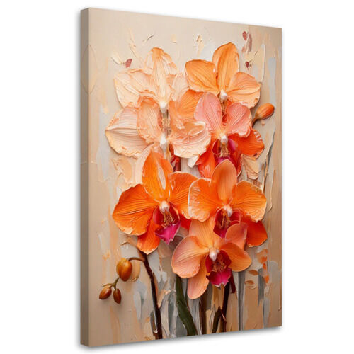 Bilder Wohnzimmer, Orchideen Orange Impasto