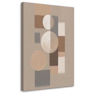 Wandbild modern, Kreise Rechtecke Abstraktion Beige