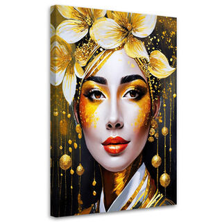 Wandbild modern, Frau Floral Glamour
