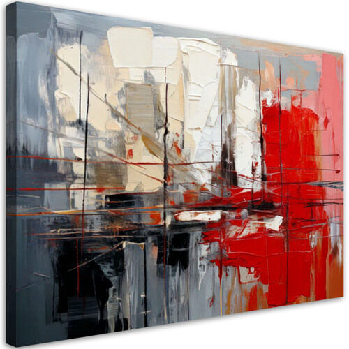 Abstraktes modernes Bild für das Wohnzimmer, Rot, beige, grau