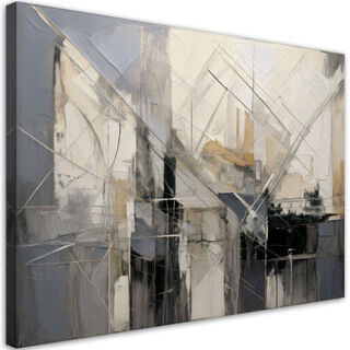 Modernes Wandbilder, Grau-beige Abstraktion wie gemalt
