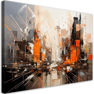 Modernes Wandbilder, Abstrakte Stadt beige orange