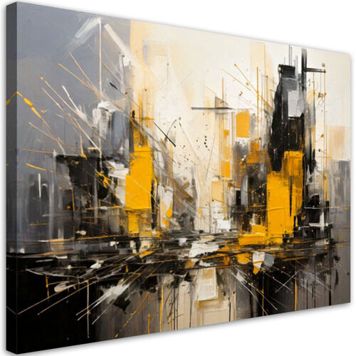 Modernes Wandbilder, Abstrakte Stadt beige gelb