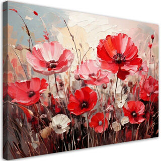 Bild für das Wohnzimmer oder Schlafzimmer wie gemalt, Feldblumen rosa rot