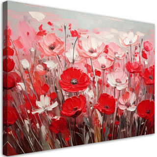 Bild für das Wohnzimmer oder Schlafzimmer wie gemalt, Moderne rote Feldblumen
